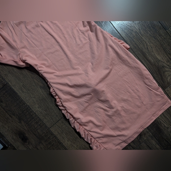 LILLUSORY Womens Front Wrap Short Sleeve Ruched T Shirt Dress Peach Coral Small - Picture 10 of 11